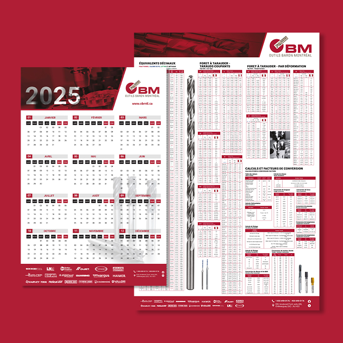 Calendrier et fiche de prix Outils BM